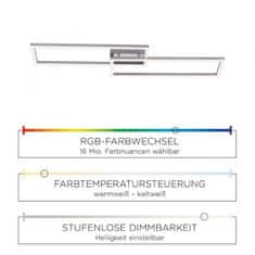 PAUL NEUHAUS LEUCHTEN DIREKT is JUST LIGHT LED stropní svítidlo barva ocel, hranaté, geometrický styl, Smart Home MEDION RGB plus 2700-5000K