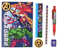 CurePink Set školních potřeby Marvel: Avengers Burts (15 x 21 x 1 cm) 5 předmětů