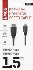 Emos HDMI 2.0 high speed kabel A vidlice – C vidlice 1,5 m