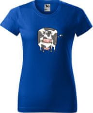 Hobbytriko Dámské tričko s krávou - Obrázek vtipné krávy Barva: Tyrkysová (44), Velikost: S, Střih: dámský