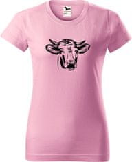 Hobbytriko Dámské tričko s krávou - Hlava krávy Barva: Růžová (30), Velikost: XL, Střih: dámský