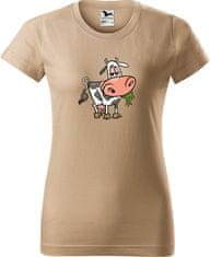 Hobbytriko Dámské tričko s krávou - Obrázek spokojené krávy Barva: Tyrkysová (44), Velikost: S, Střih: dámský
