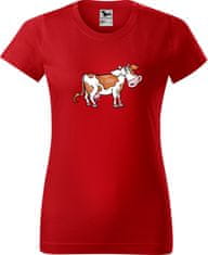 Hobbytriko Dámské tričko s krávou - Obrázek veselé krávy Barva: Béžová (51), Velikost: S, Střih: dámský