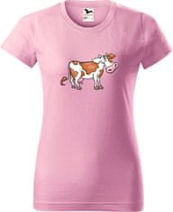 Hobbytriko Dámské tričko s krávou - Obrázek veselé krávy Barva: Béžová (51), Velikost: S, Střih: dámský