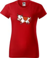 Hobbytriko Dámské tričko s krávou - Obrázek stylizované krávy Barva: Červená (07), Velikost: L, Střih: dámský