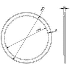 SAPHO SHARON kulaté zrcadlo s LED podsvícením ? 80cm, černá mat 31255CI - Sapho