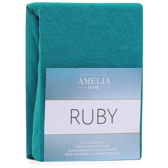 AmeliaHome Froté prostěradlo s gumou AmeliaHome Ruby tyrkysové