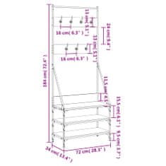 Vidaxl Stojan na oblečení a prostor pro obuv kouřový dub 72x34x184 cm