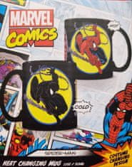 CurePink Proměňovací keramický hrnek Marvel Comics: Spiderman Iconic Issue (objem 315 ml) černý