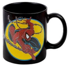 CurePink Proměňovací keramický hrnek Marvel Comics: Spiderman Iconic Issue (objem 315 ml) černý