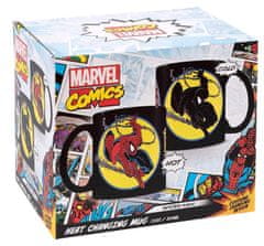 CurePink Proměňovací keramický hrnek Marvel Comics: Spiderman Iconic Issue (objem 315 ml) černý