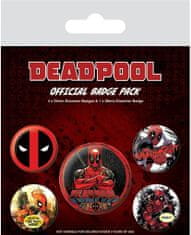 CurePink Set 5 placek - odznaků Deadpool: Outta the way (průměr 2,5 cm|3,8 cm)