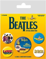 CurePink Set 5 kusů placek - odznaků The Beatles: Yellow Submarine (průměr 25 mm|38 mm)