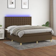 shumee Box spring postel s matrací a LED tmavě hnědá 180x200 cm textil