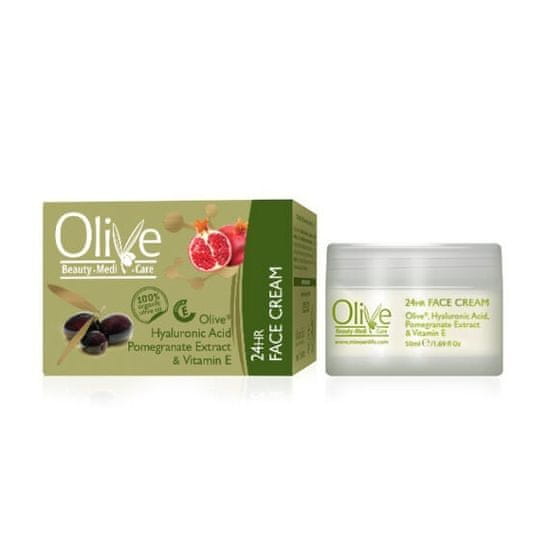 Minoan Life OLIVE 24h krém na obličej Kyselina hyaluronová Granatové jablko a Vitamin E 50 ml