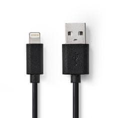 Nedis synchronizační a nabíjecí kabel zástrčka Apple Lightning 8-pin - zástrčka USB-A, 1 m, černá (CCGB39300BK10)