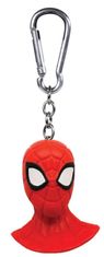 CurePink Přívěsek na klíče s karabinou Marvel|Spiderman: Hlava Spidermana (4 x 5 x 2 cm)