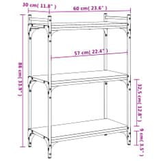 Vidaxl Knihovna se 3 policemi hnědý dub 60x30x86 cm kompozitní dřevo