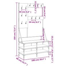 Vidaxl Stojan na oblečení s prostorem pro obuv černý 100 x 40 x 184 cm