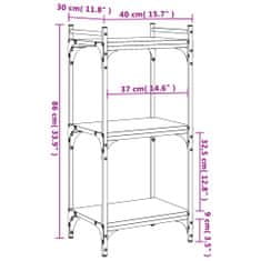 Vidaxl Knihovna se 3 policemi šedá sonoma 40x30x86 cm kompozitní dřevo