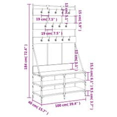 Vidaxl Stojan na oblečení a prostor pro obuv šedý sonoma 100x40x184 cm