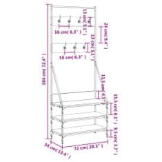 Vidaxl Stojan na oblečení s prostorem pro obuv dub sonoma 72x34x184 cm