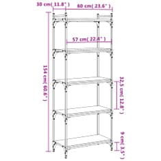 Greatstore Knihovna s 5 policemi kouřový dub 60x30x154 cm kompozitní dřevo