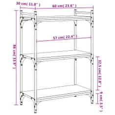 Greatstore Knihovna se 3 policemi šedá sonoma 60x30x86 cm kompozitní dřevo