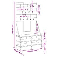 Vidaxl Stojan na oblečení a prostor pro obuv dub sonoma 100x40x184 cm