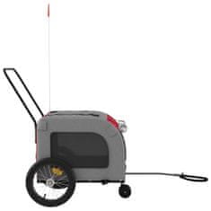 Petromila Vozík za kolo pro psa červený a šedý oxfordská tkanina/železo