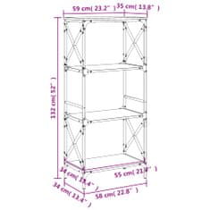 Vidaxl Knihovna se 4 policemi dub sonoma 59x35x132 cm kompozitní dřevo