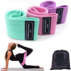 SOLFIT® Posilovací guma, Odporová guma, Fitness guma na posilování, sada 3ks | FITSTRAPS