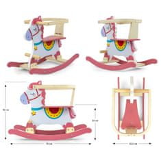 MILLY MALLY Dřevěný houpací koník s opěradlem Lucky 12 růžový
