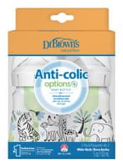 DR.BROWN'S Láhev kojenecká Anti-colic Wide Neck Džungle 150ml, 2ks (WB52014)