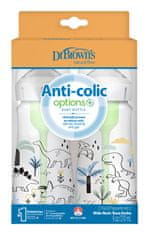 DR.BROWN'S Láhev kojenecká Anti-colic Wide Neck Dino 270ml, 2ks (WB92026)