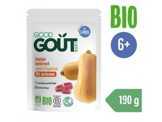 Příkrm zelenino-masový BIO Dýně s jehněčím masem 120g Good Gout