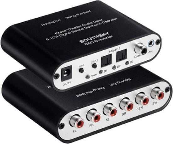 SOUTHSKY 5.1 prevodník SPDIF - 6x cinch