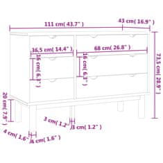 Vidaxl Zásuvková komoda OTTA 111x43x73,5 cm masivní borové dřevo