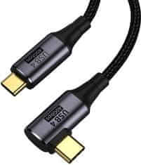 PremiumCord zahnutý kabel USB4 Gen 3x2 40Gbps 8K@60Hz 240W Thunderbolt 3, 1,2m