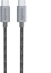 EPICO kabel USB-C, opletený, 240W, 2m, šedá