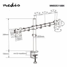 Nedis MMDOS110BK držák 2 monitorů, full motion, 15 - 32", 8 kg, černá