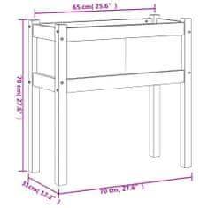 Vidaxl Zahradní truhlík s nohami bílý 70 x 31 x 70 cm masivní borovice