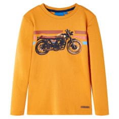 Greatstore Dětské tričko s dlouhým rukávem Motorka okrové 92