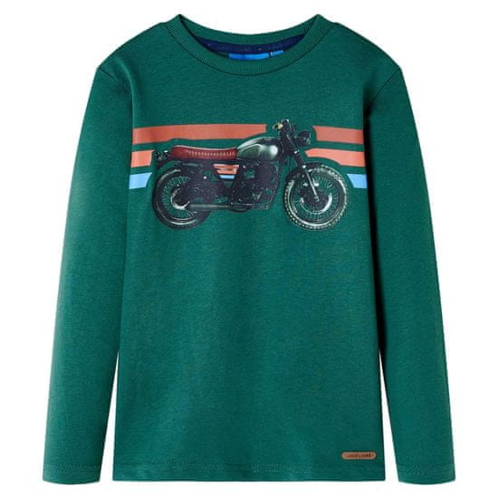Greatstore Dětské tričko s dlouhým rukávem Motorka zelené 140