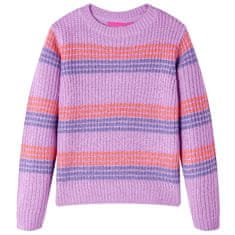 Vidaxl Dětský svetr pruhovaný pletený šeříkový a růžový 128