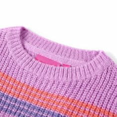 Vidaxl Dětský svetr pruhovaný pletený šeříkový a růžový 104