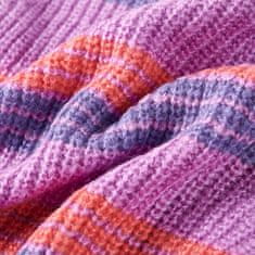 Vidaxl Dětský svetr pruhovaný pletený šeříkový a růžový 128