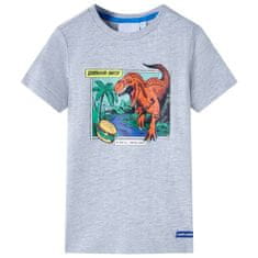 Vidaxl Dětské tričko Dinosaurus šedé 92