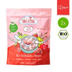 FruchtBar BIO Cereálie srdíčka s jahodami, hroznovým vínem a jablkem 2x125g