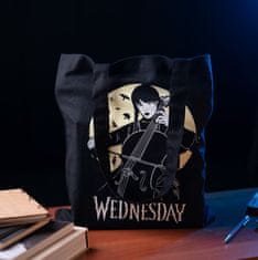 CurePink Shopping taška na rameno Netflix|Wednesday: Violin (37 x 39 x 10 cm)